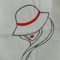 Şapkalı Kadın Bez Çanta