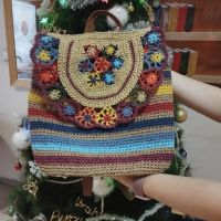 Boho hasır sırt çantası