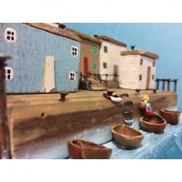 Minyatür Deniz manzaralı evler